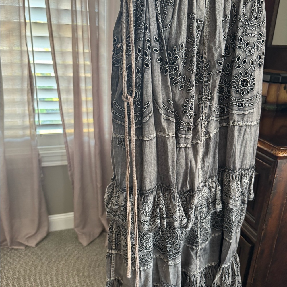 Magnolia Pearl Gray Embroidered Midi Skirt